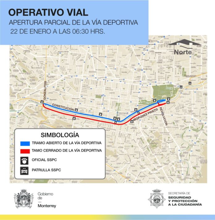 El Gobierno de Monterrey anunció que el domingo 22 de enero la Vía Deportiva presentará cambios en los carriles exprés de Morones Prieto y Constitución.