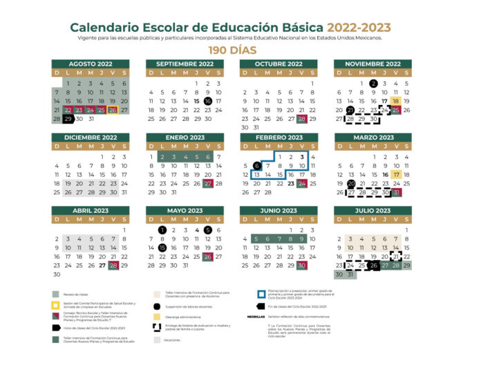 SEP: Calendario Escolar Ciclo 2023-2024