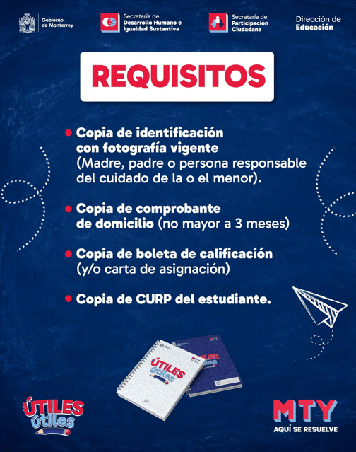 Requisitos para la entrega de útiles escolares.