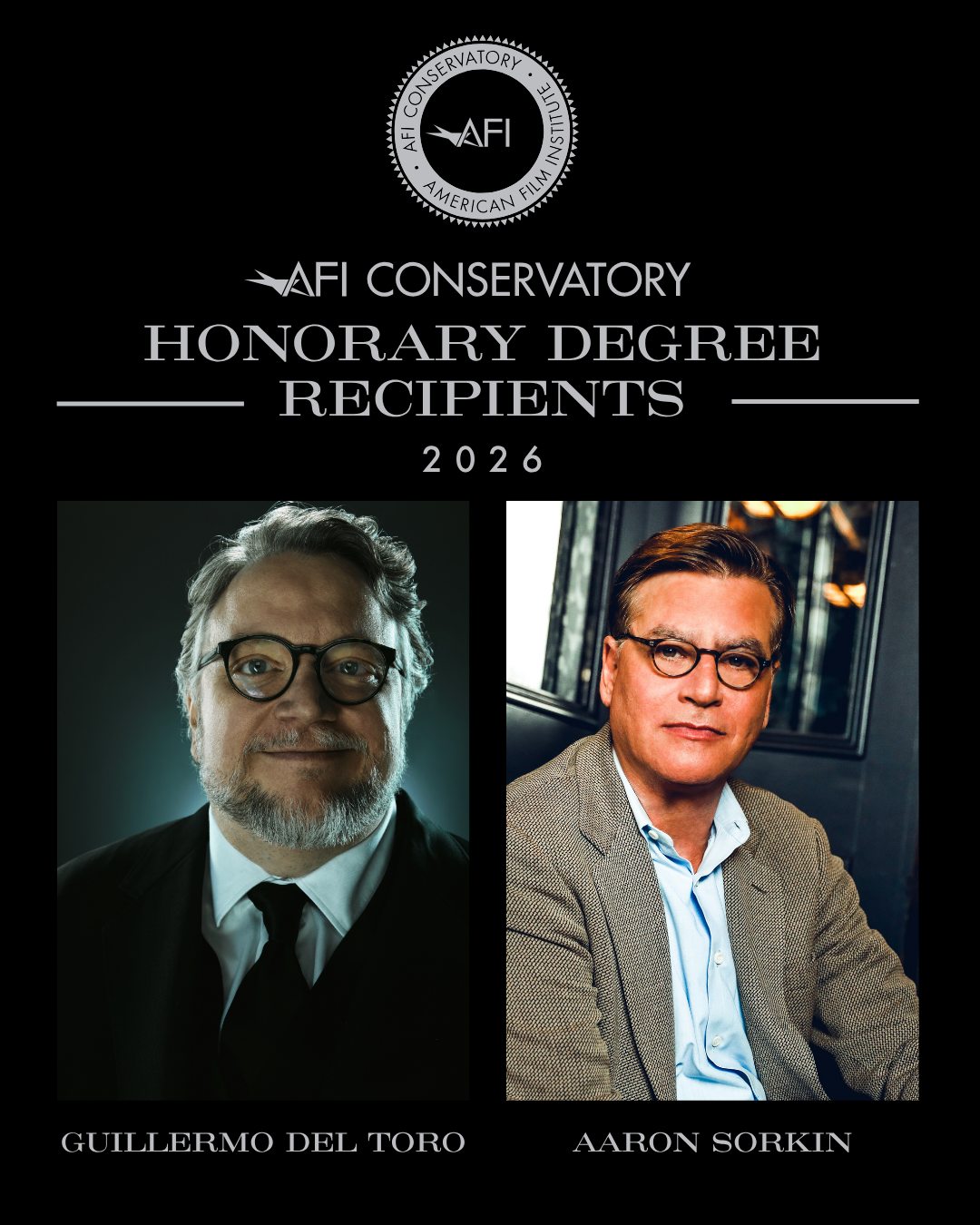 Guillermo del Toro recibe doctorado honoris causa del American Film Institute.
