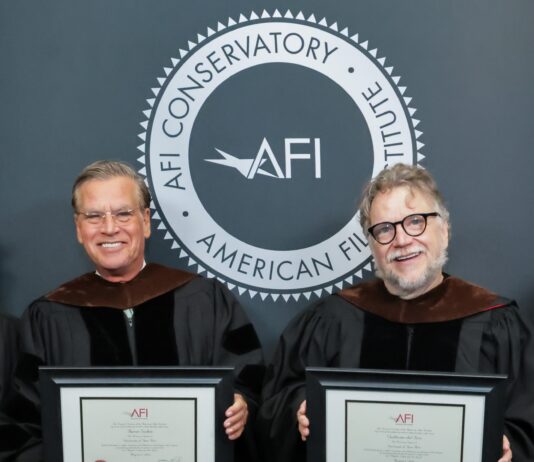 Guillermo del Toro durante la ceremonia de reconocimiento en Hollywood.